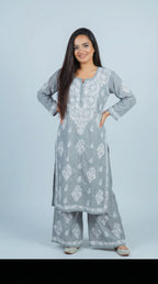 Light Grey Modal Plazo Set