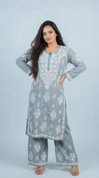 Light Grey Modal Plazo Set