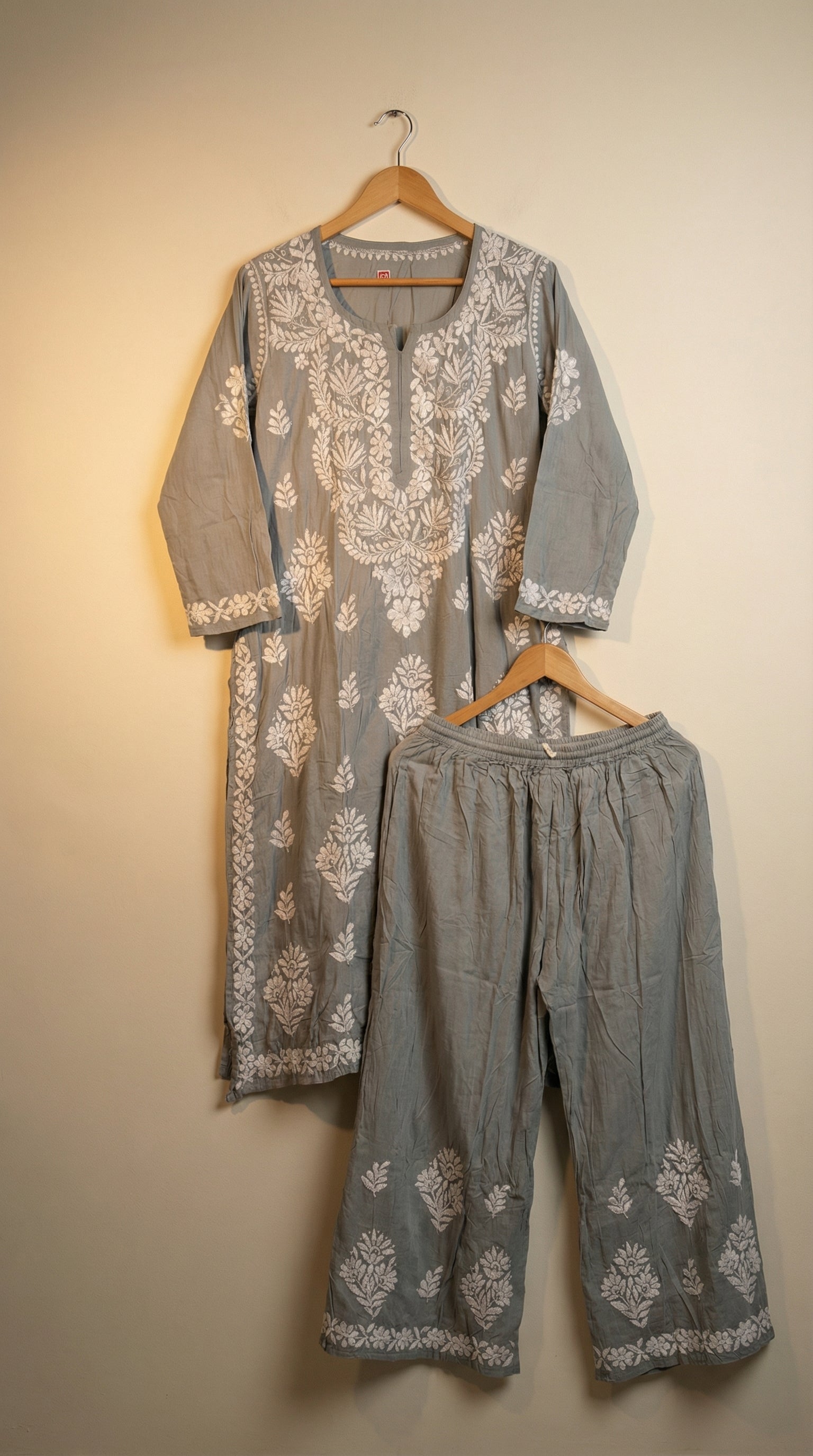 Light Grey Modal Plazo Set