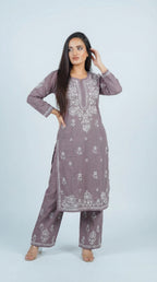 Dark Grey Rayon Plazo Set