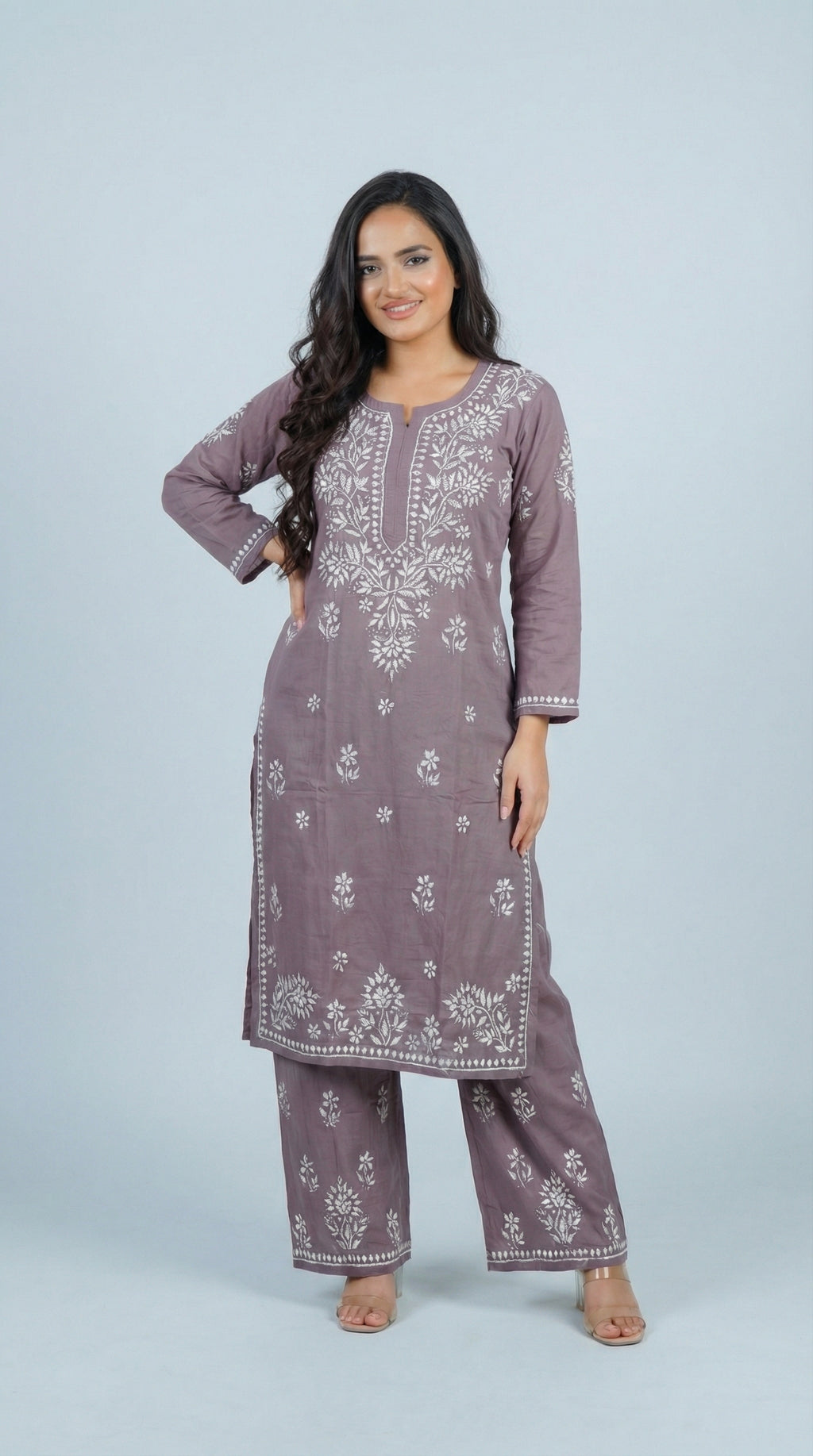 Dark Grey Rayon Plazo Set