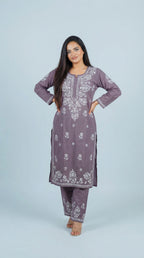 Dark Grey Rayon Plazo Set