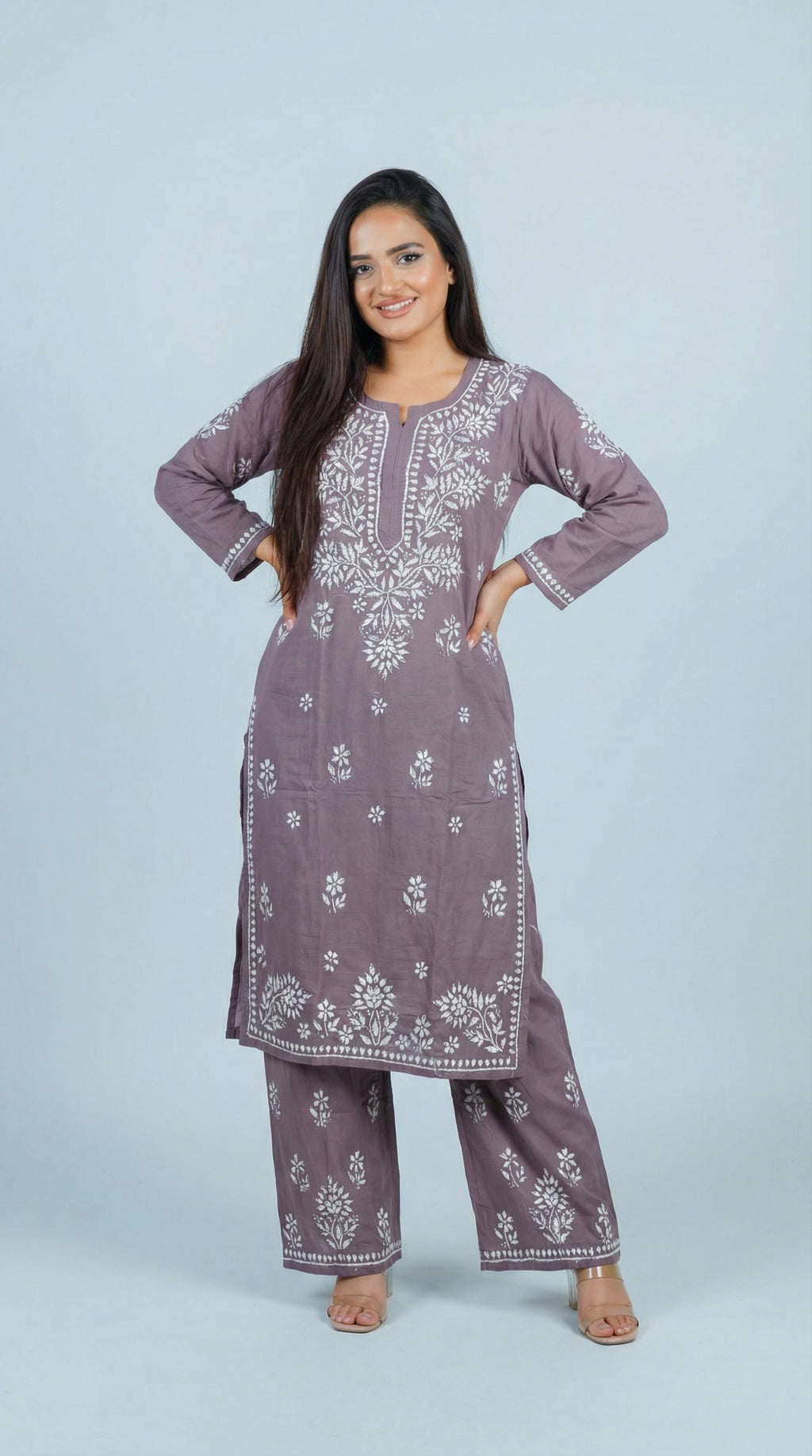 Dark Grey Rayon Plazo Set