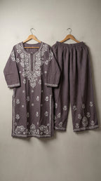Dark Grey Rayon Plazo Set