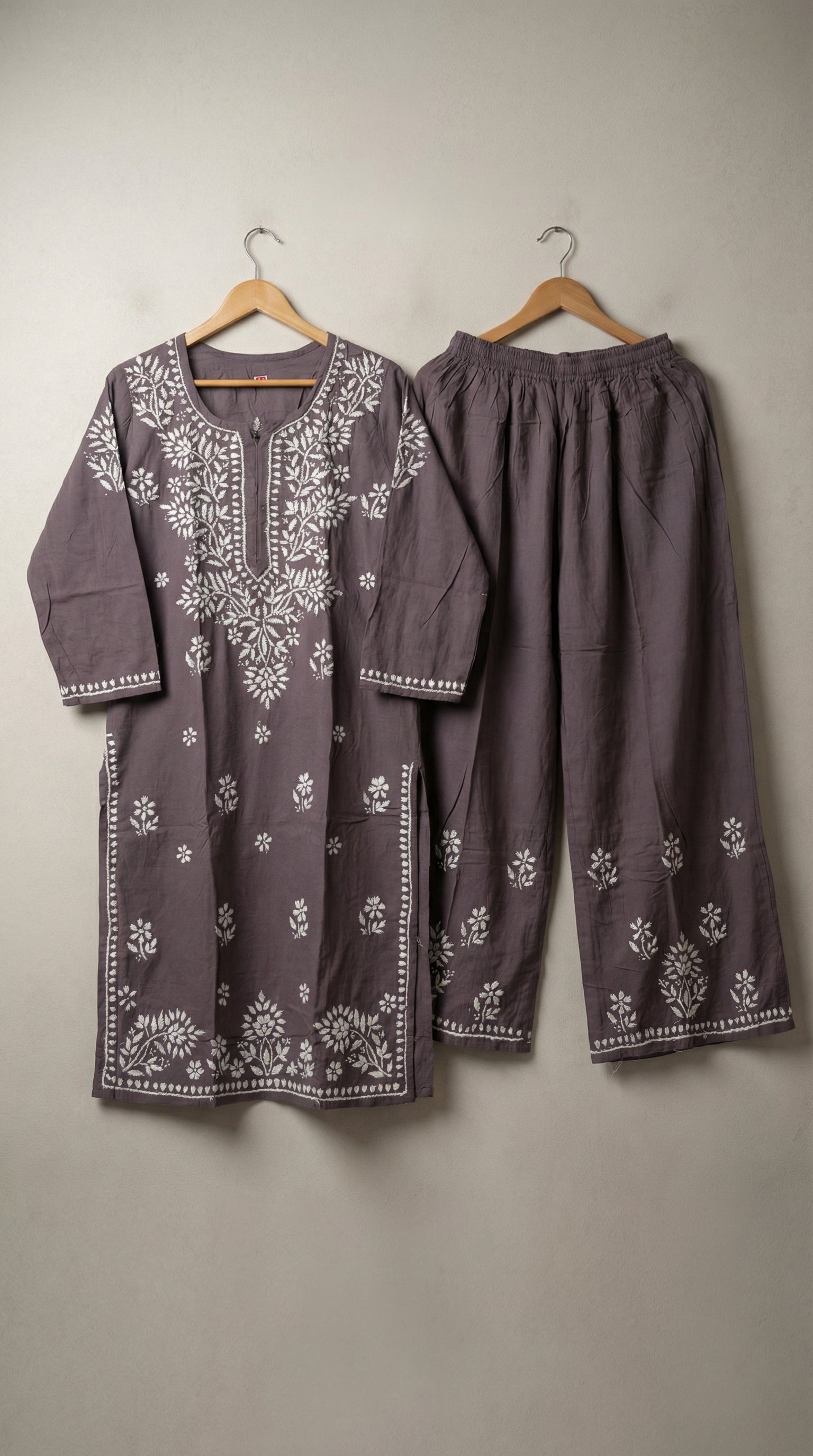 Dark Grey Rayon Plazo Set