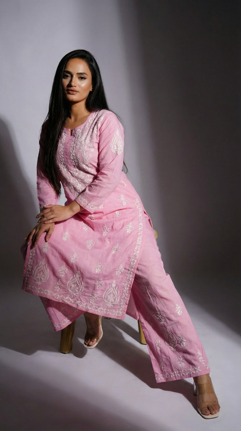 Baby Pink Rayon Plazo Set