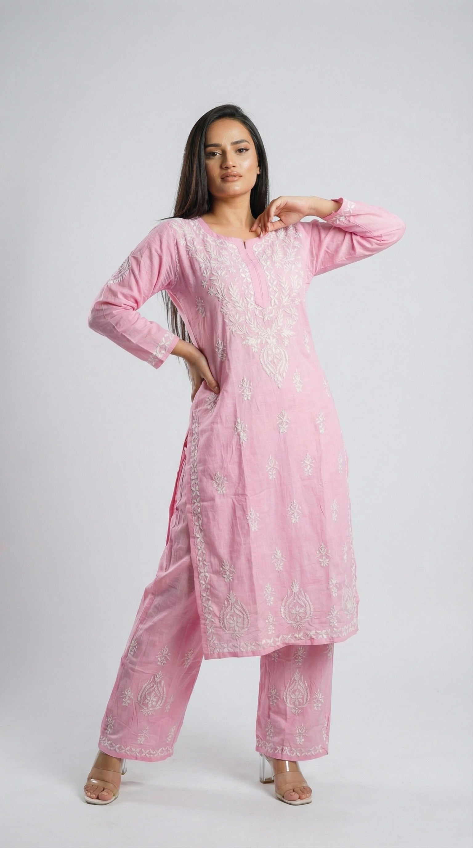 Baby Pink Rayon Plazo Set