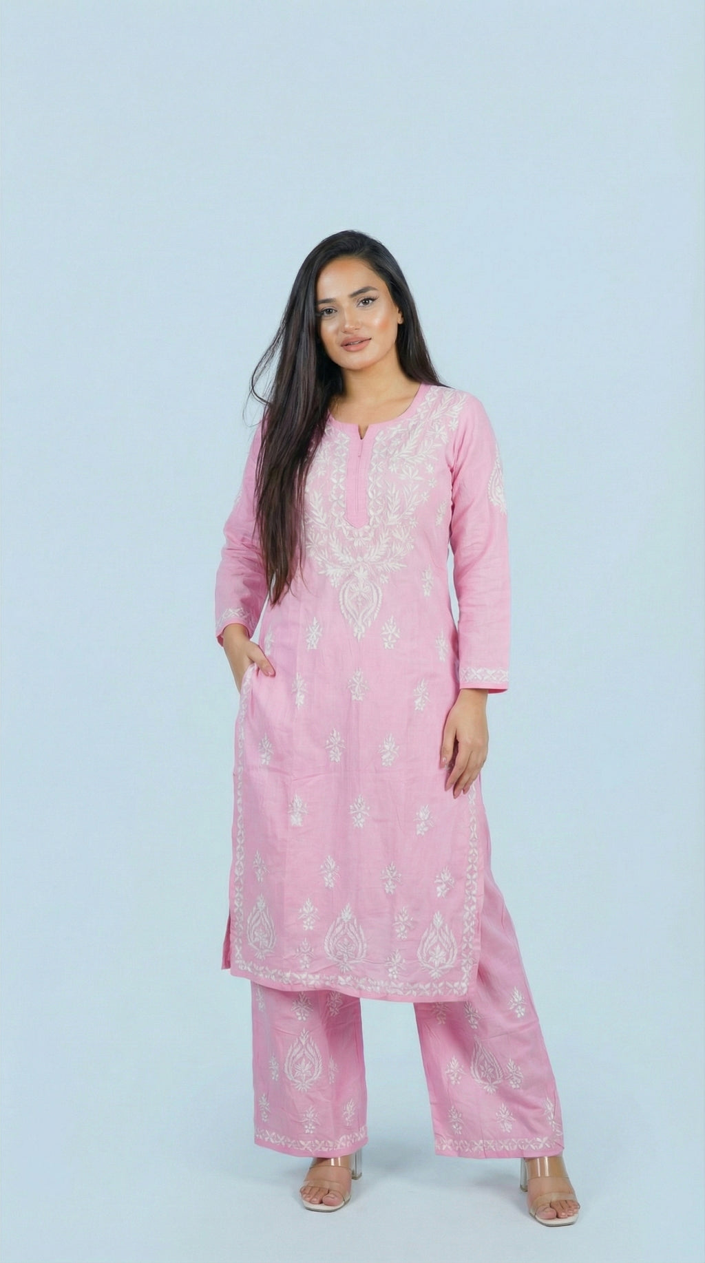 Baby Pink Rayon Plazo Set