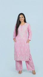 Baby Pink Rayon Plazo Set