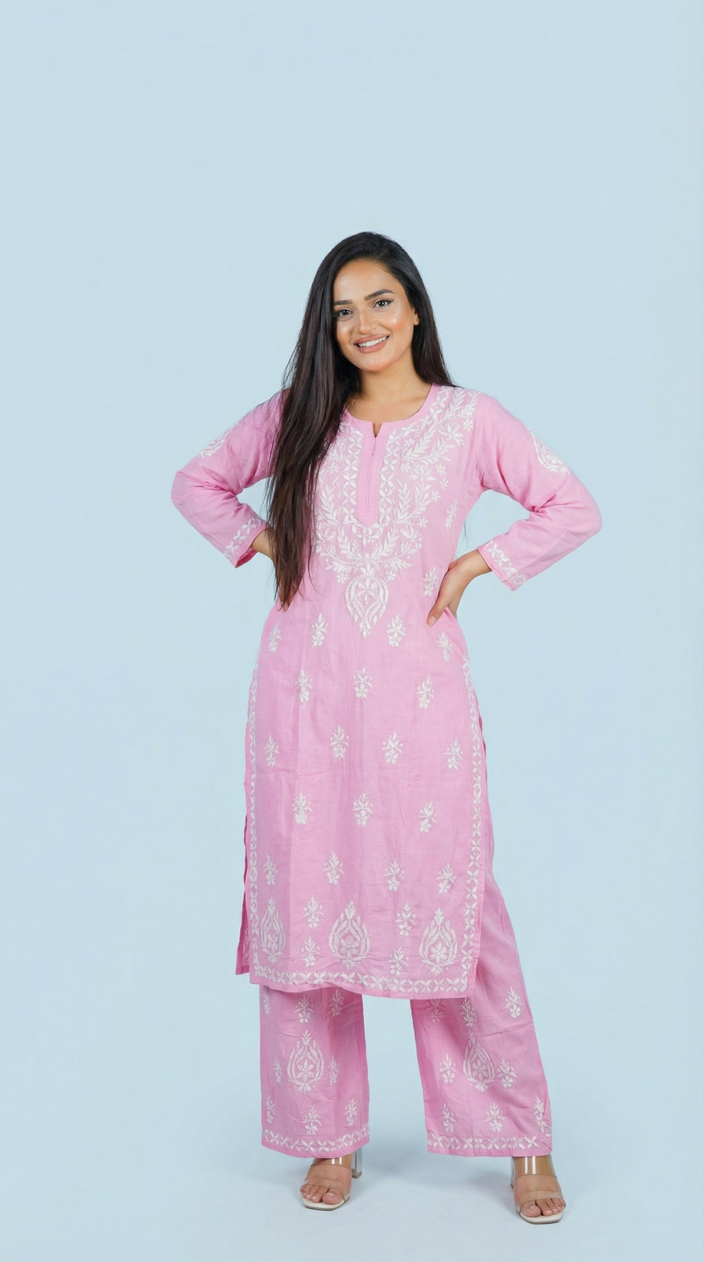 Baby Pink Rayon Plazo Set