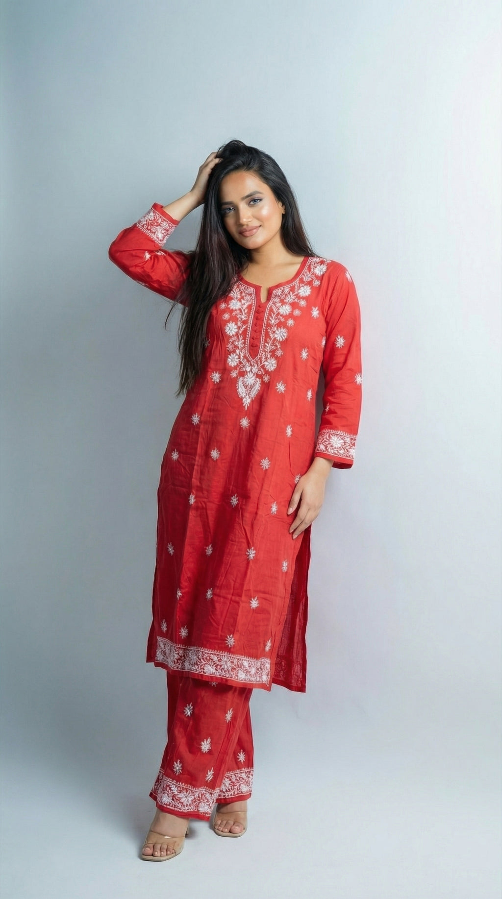 Peach Rayon Plazo Set