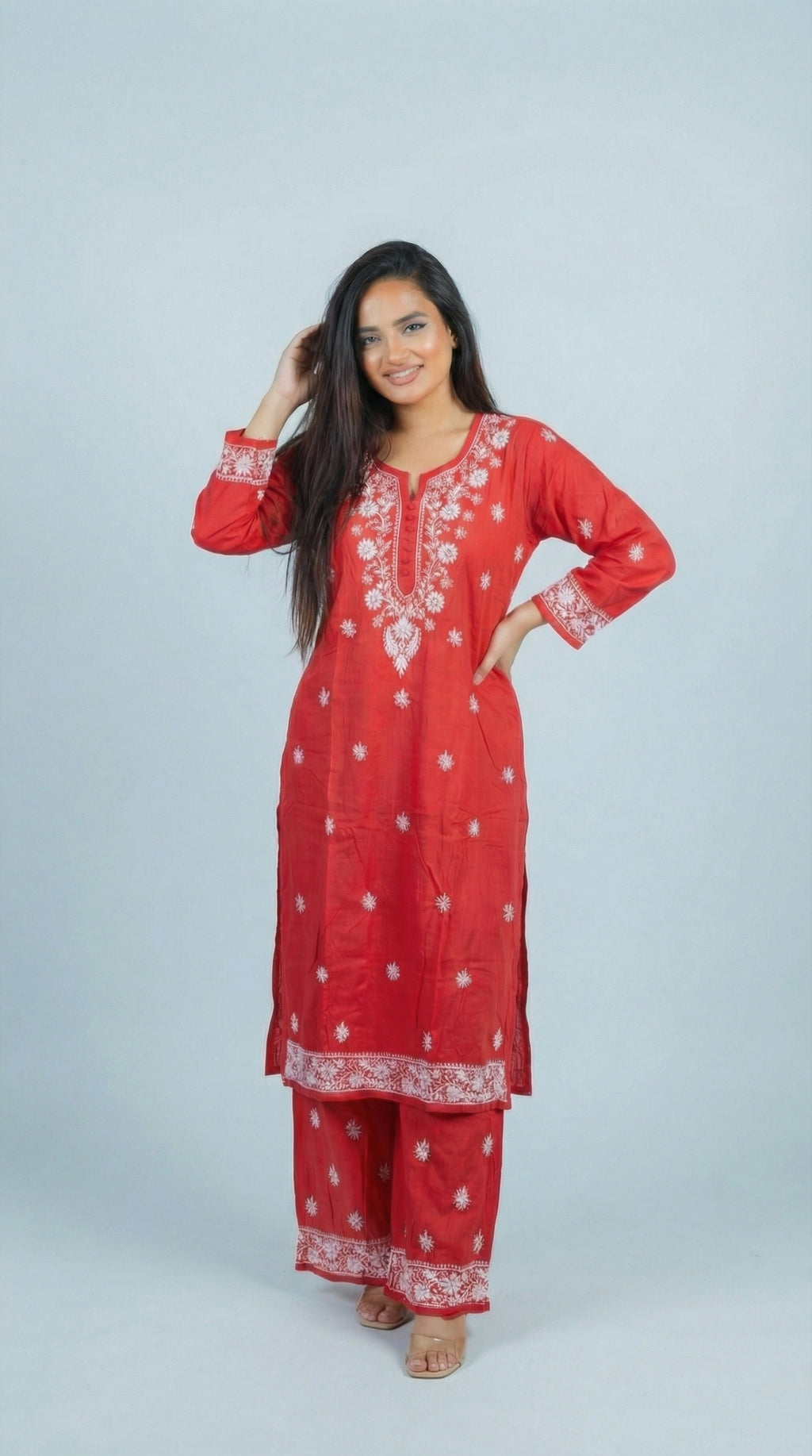 Peach Rayon Plazo Set