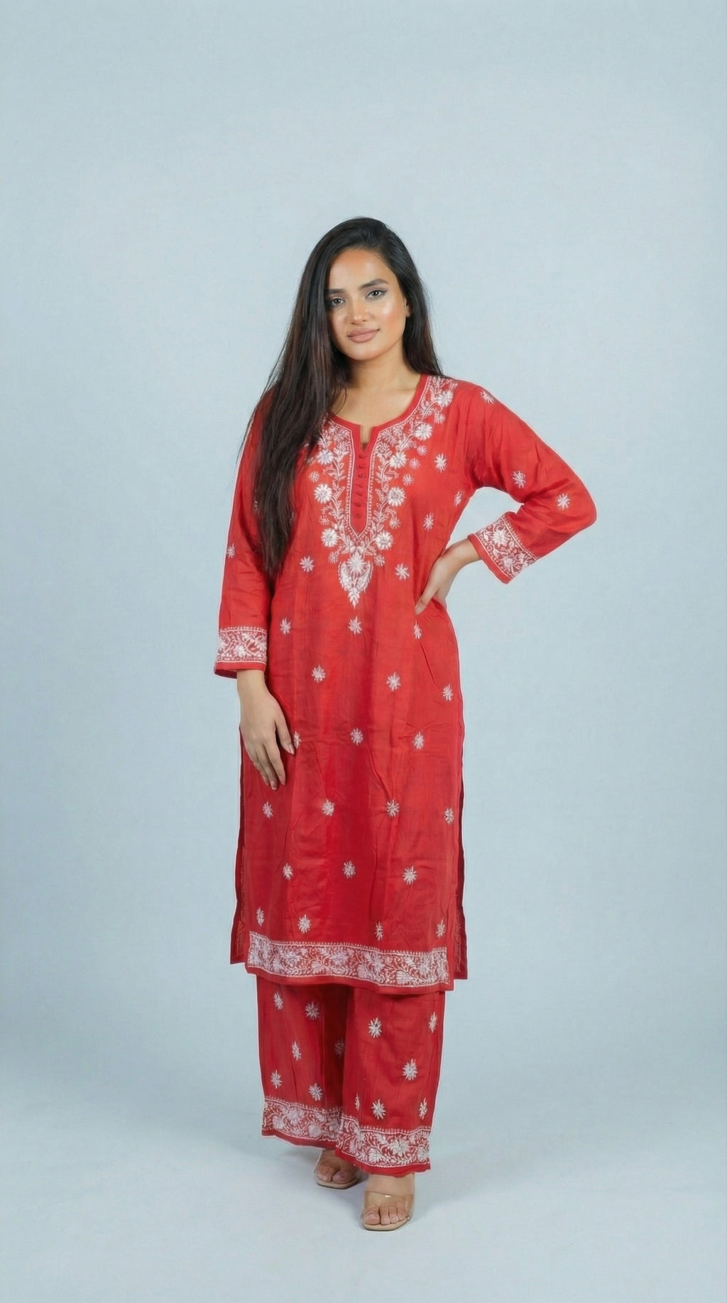 Peach Rayon Plazo Set