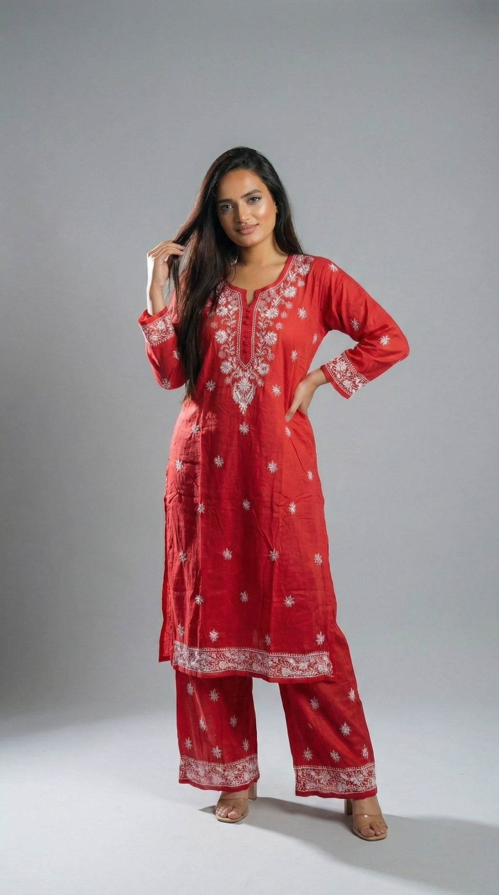 Peach Rayon Plazo Set