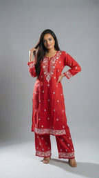 Peach Rayon Plazo Set