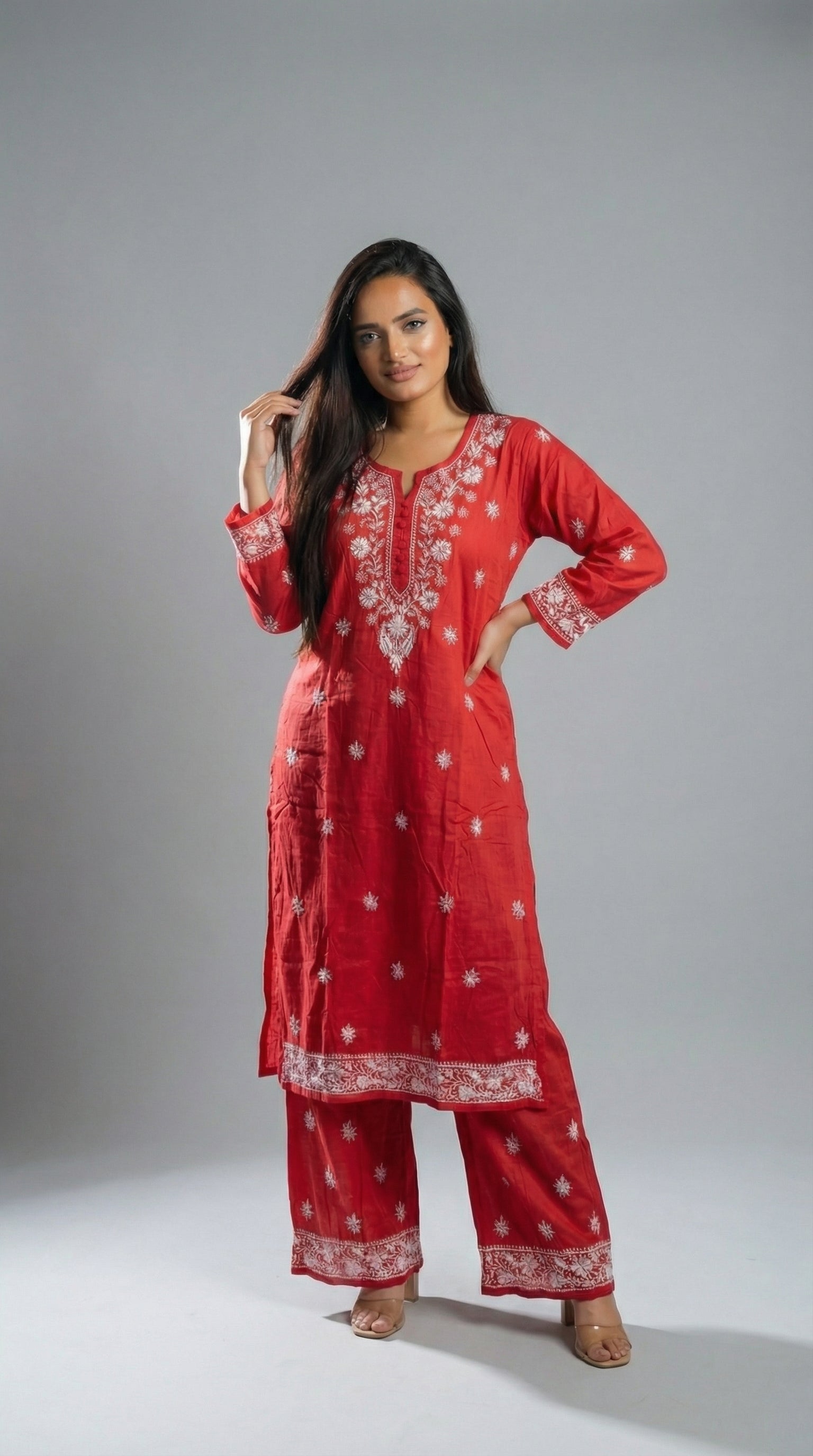 Peach Rayon Plazo Set