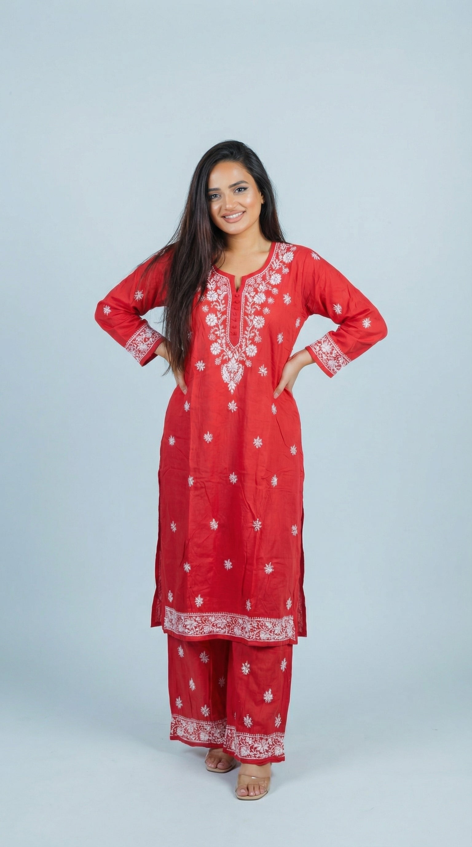 Peach Rayon Plazo Set