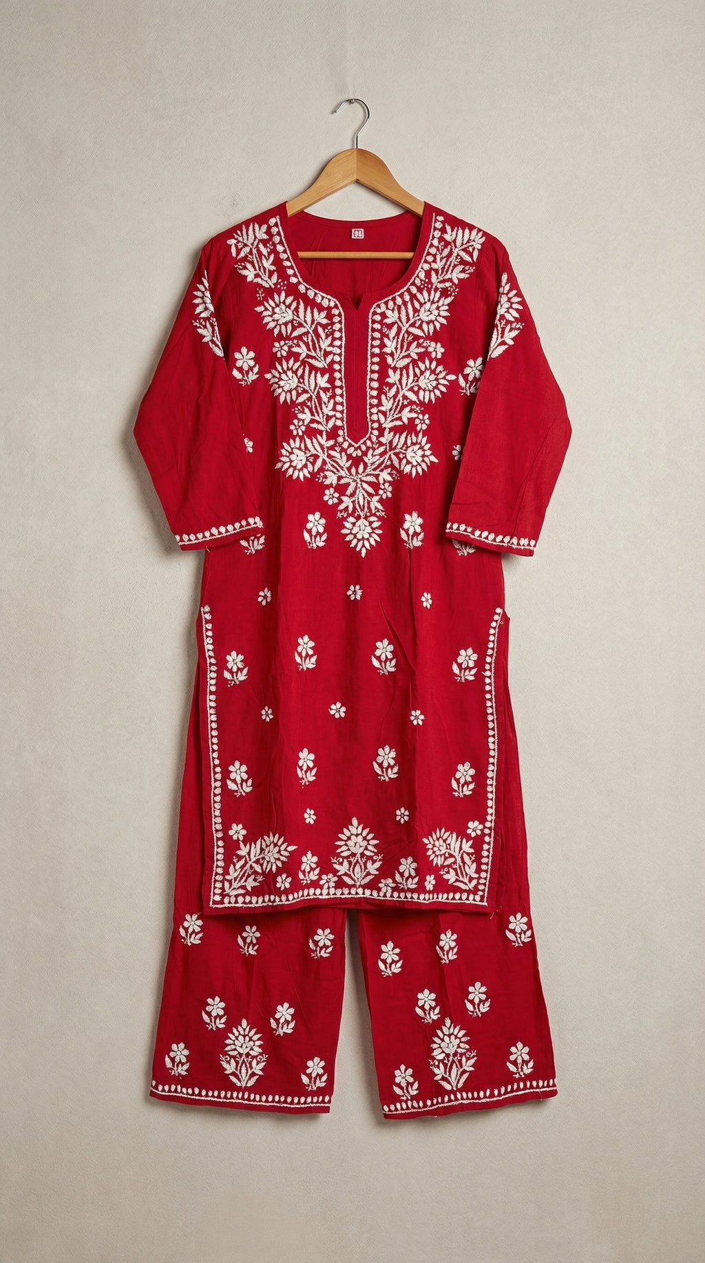 Cherry Red Rayon Plazo Set