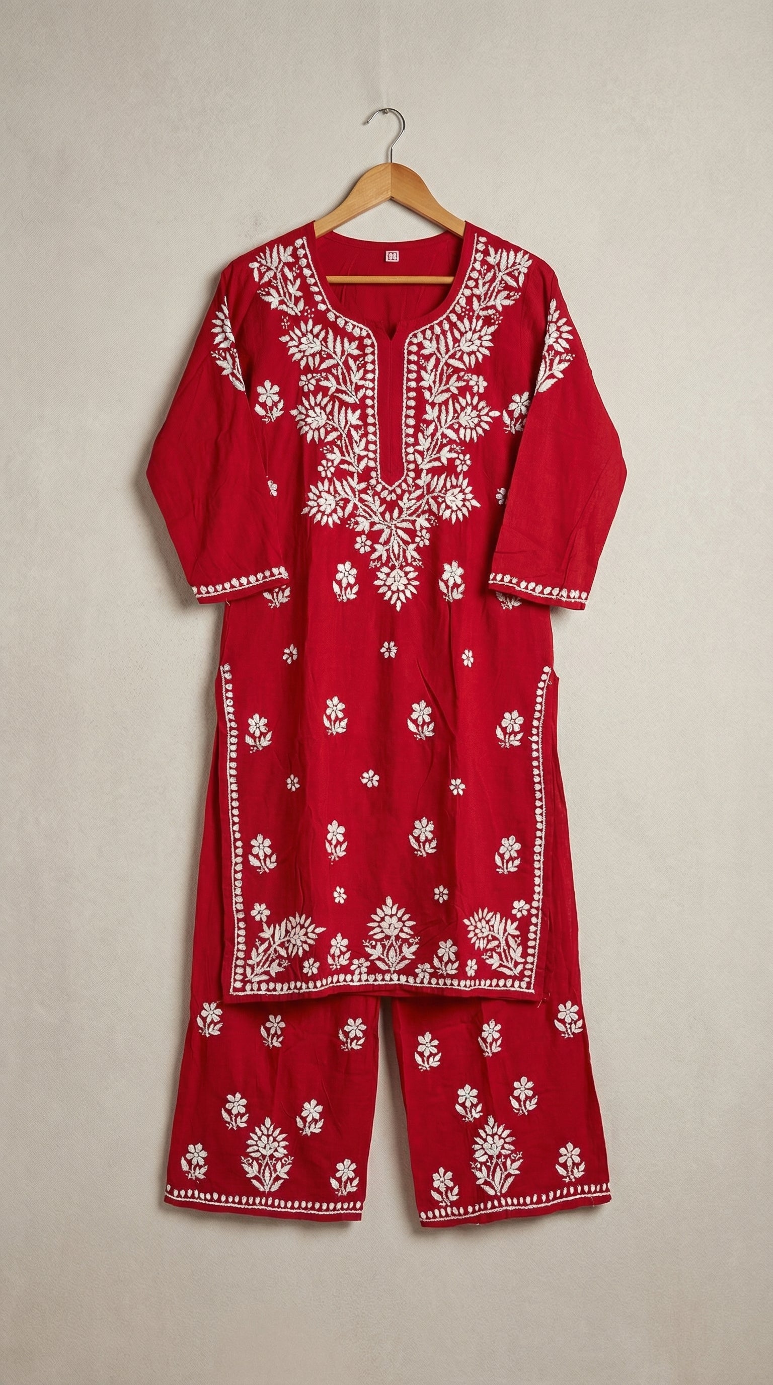 Cherry Red Rayon Plazo Set