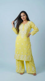 Lemon Yellow Rayon Plazo Set