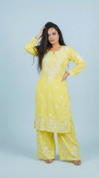 Lemon Yellow Rayon Plazo Set
