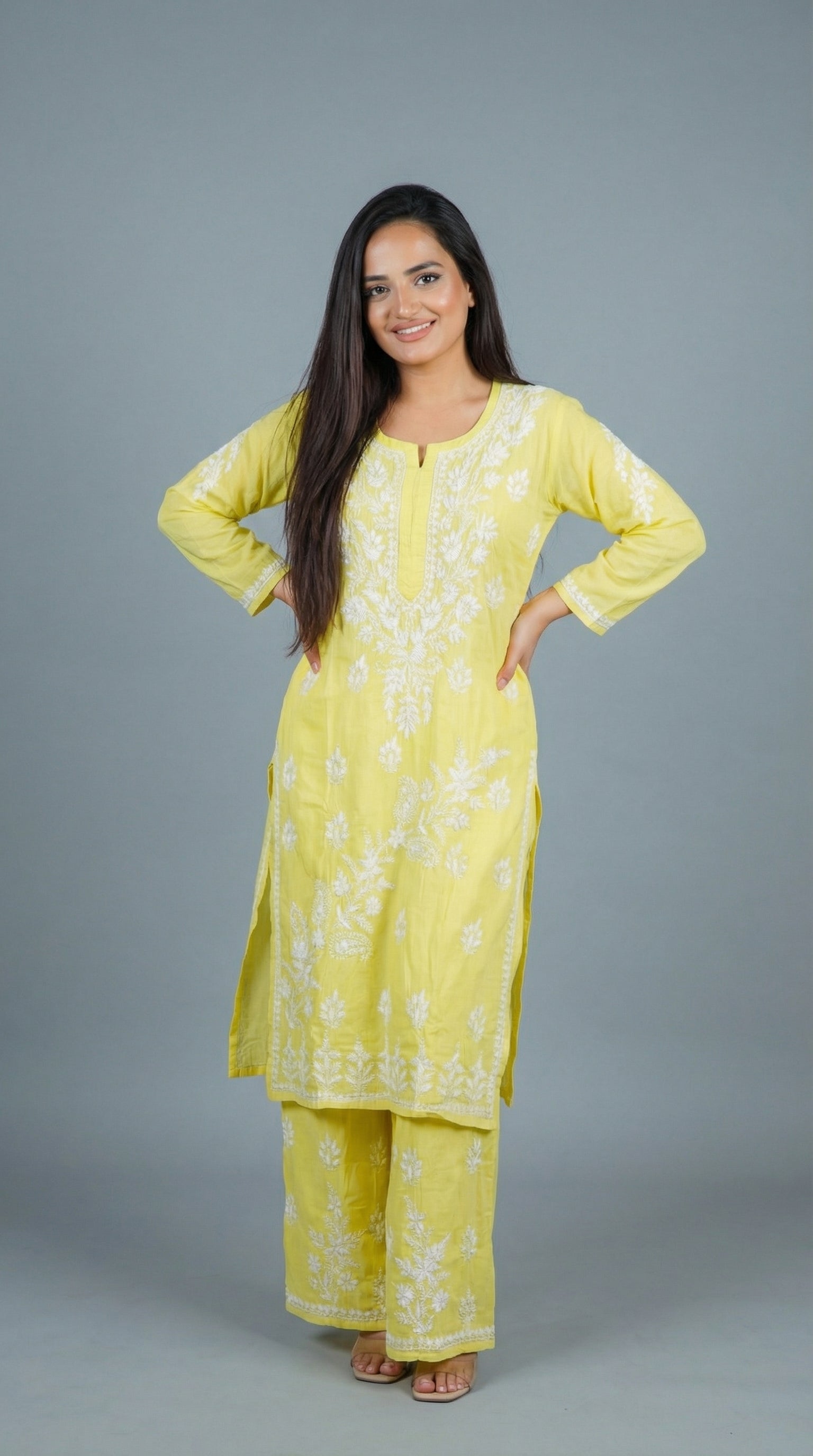 Lemon Yellow Rayon Plazo Set